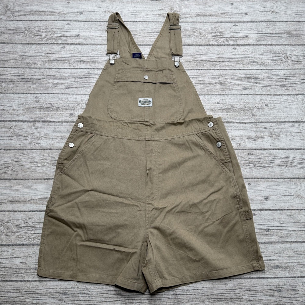 B.U.M. Equipment Shortalls Men's 38 Beige Cotton Twill Bib Overalls Carpenter